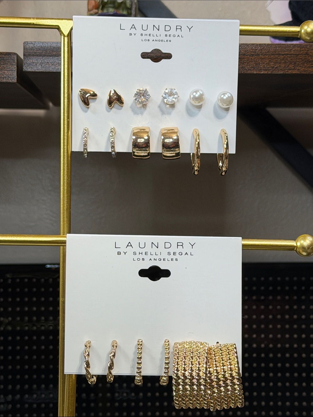 Laundry By Shelli Segal Gold Earring Set 9 pair. D1